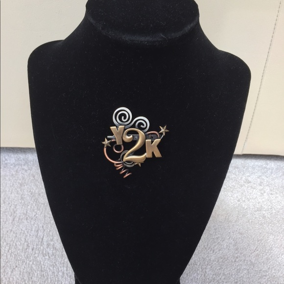 K & T Jewelry Vintage Y2k Signed K T Brushed Metal Brooch Pin